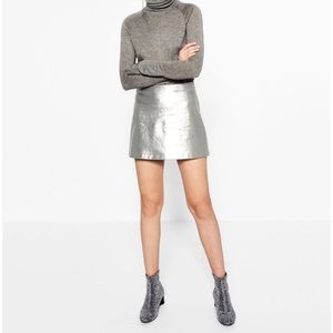 Silver Metallic Mini Skirt